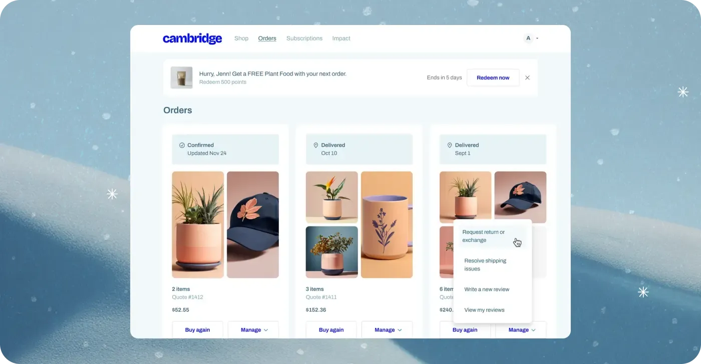 Customer account extensions Customer account extensions