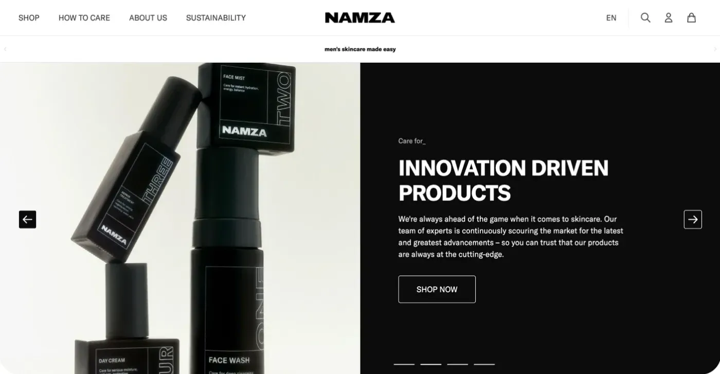 Headless ecommerce development for Namza