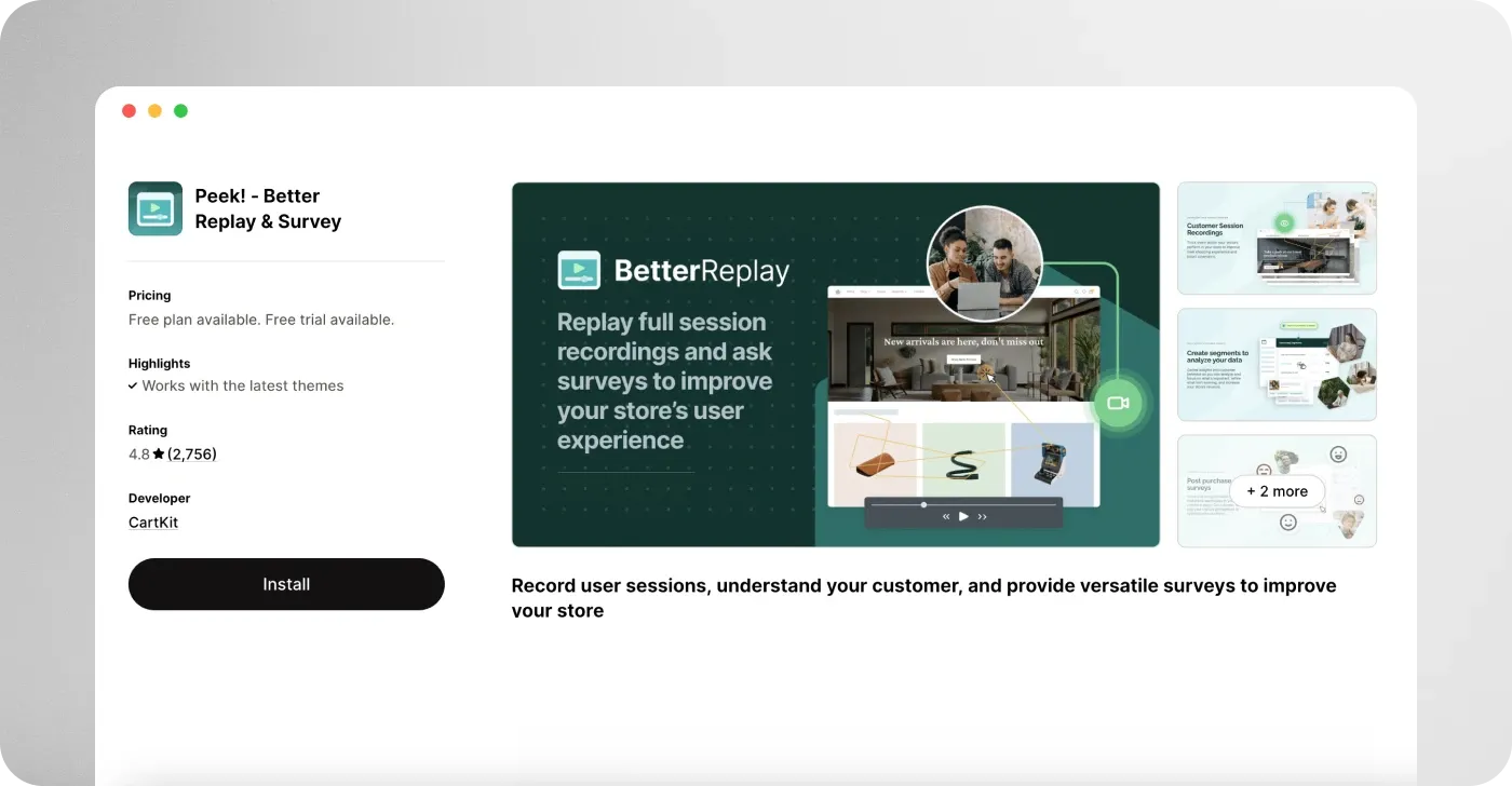 Peek! ‑ Better Replay & Survey
