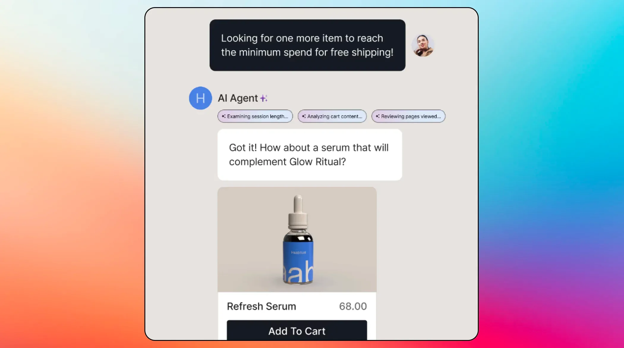 An example of a contextual upsell by the Gorgias AI agent