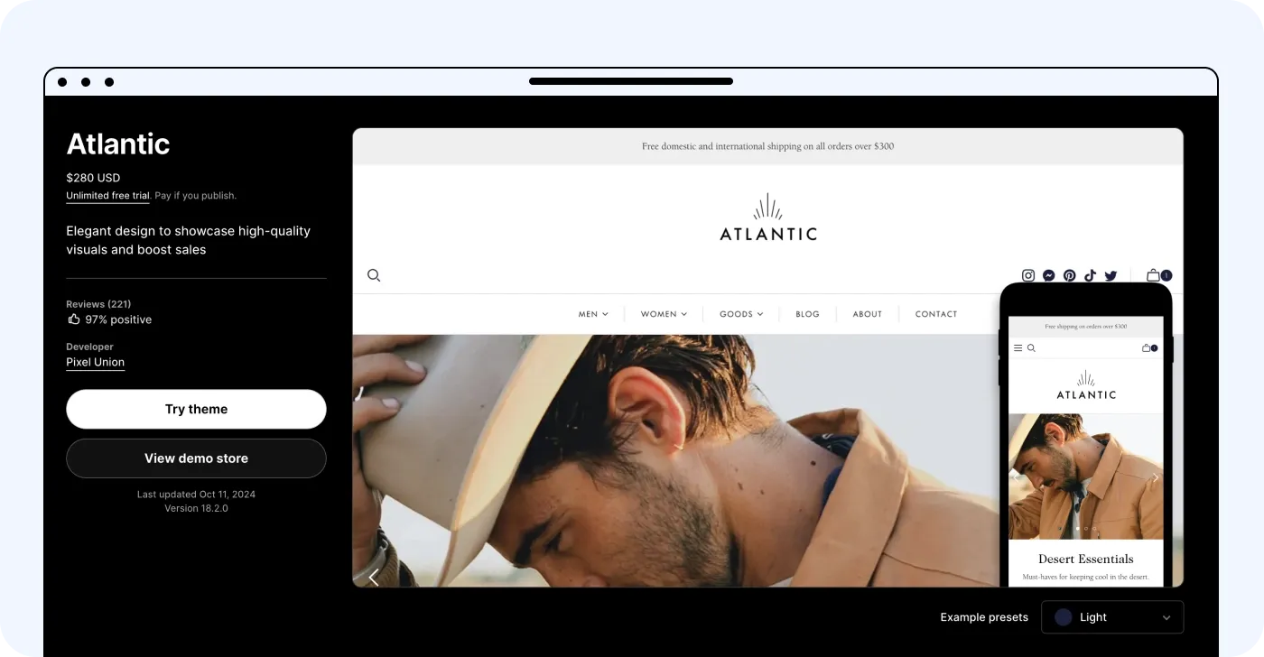 Atlantic Shopify clothing theme