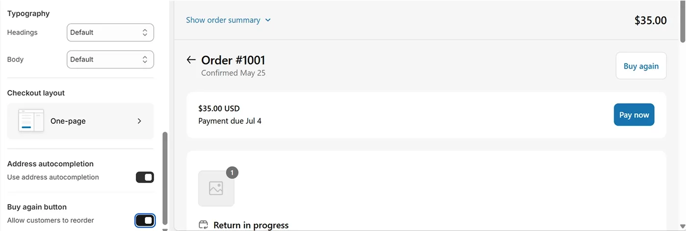 Buy Again button Buy Again button