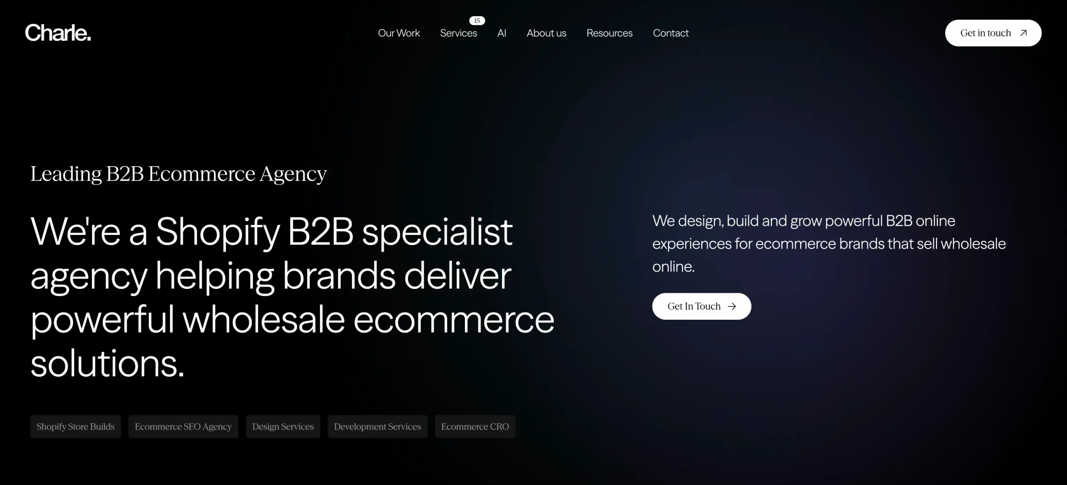 Charle Shopify B2B agency in the UK