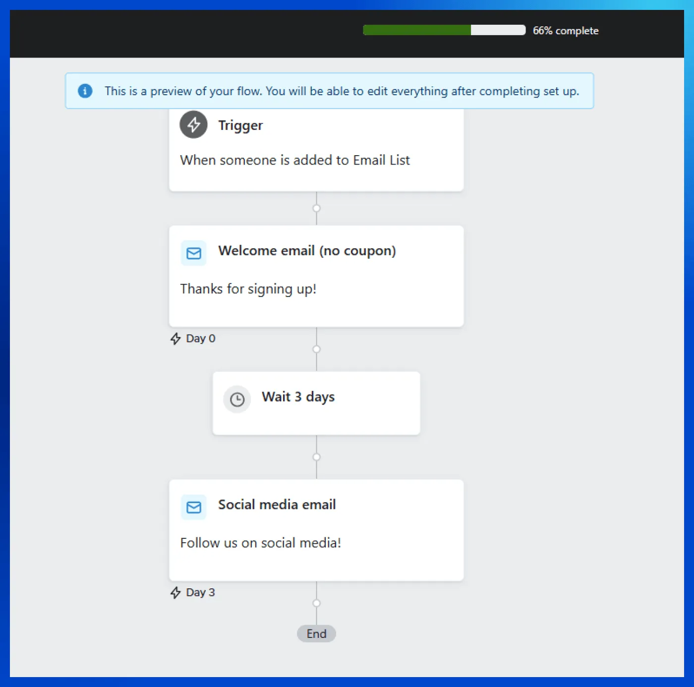Create a welcome email flow