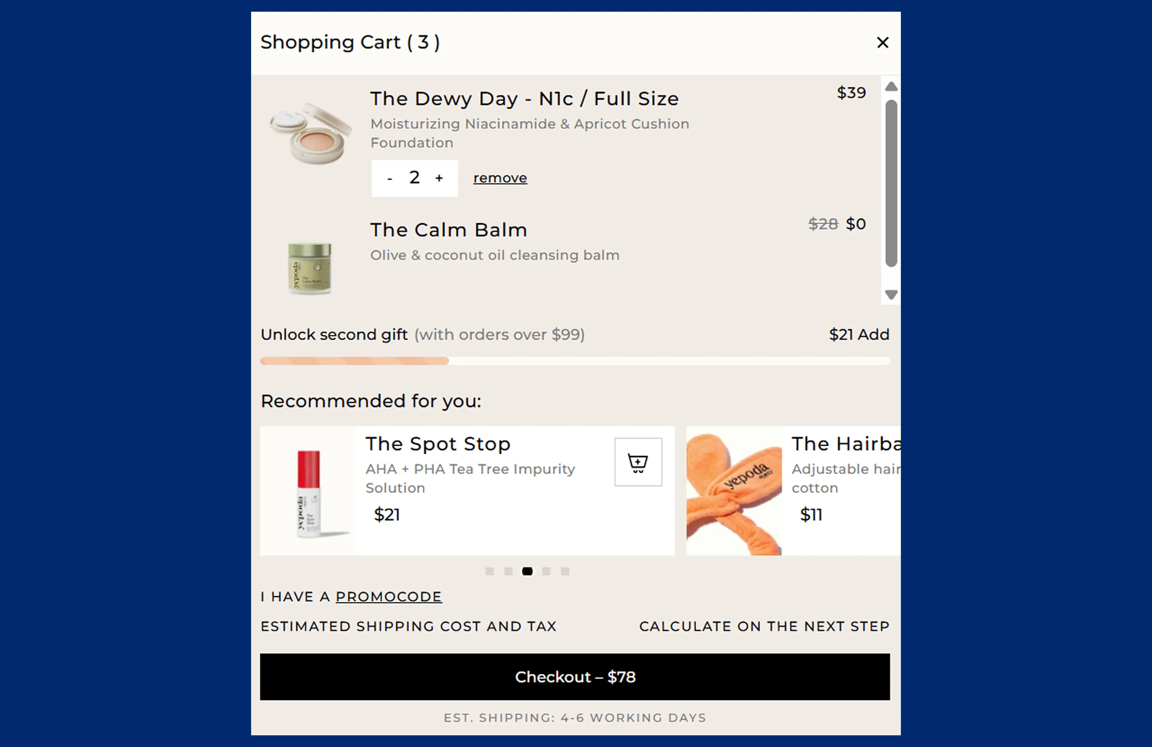 Cross-sell options in the cart Cross-sell options in the cart