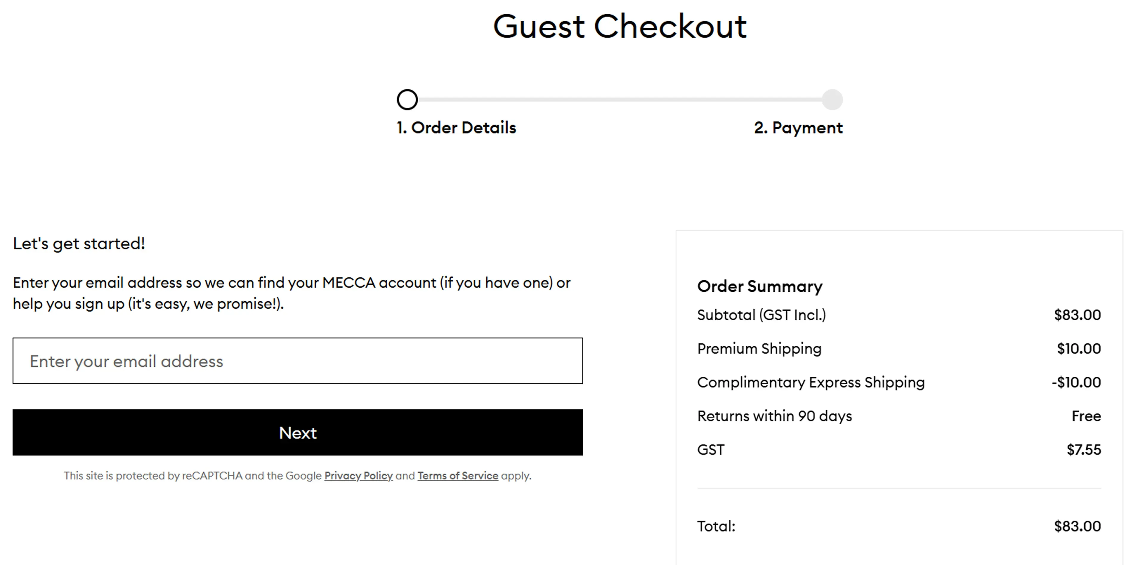 Custom guest checkout with transparent pricing and return guarantee Custom guest checkout with transparent pricing and return guarantee