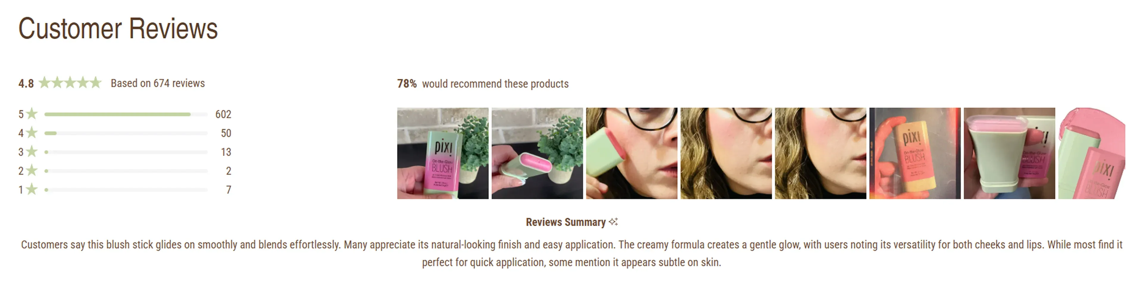 Customer reviews with photos and a summary Customer reviews with photos and a summary