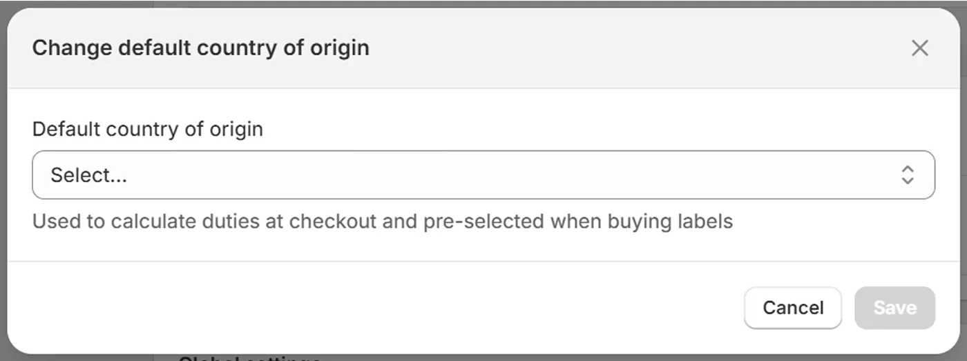 Default country of origin Default country of origin