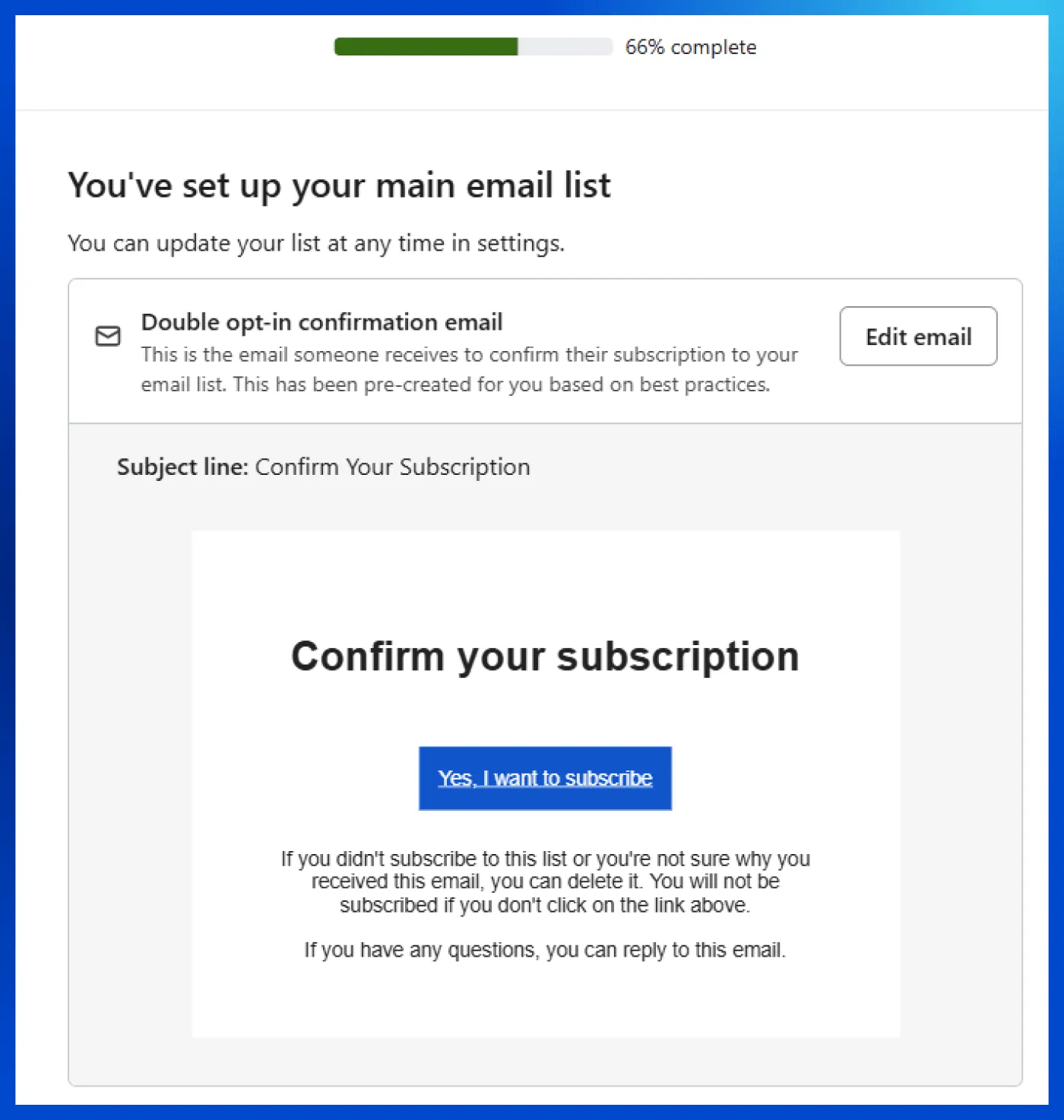 Edit the confirmation email