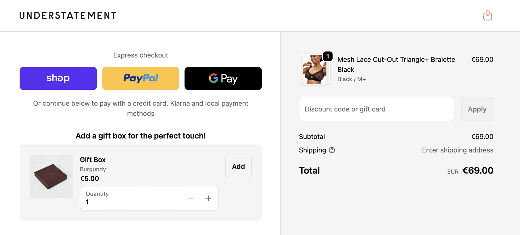 Gift box at checkout