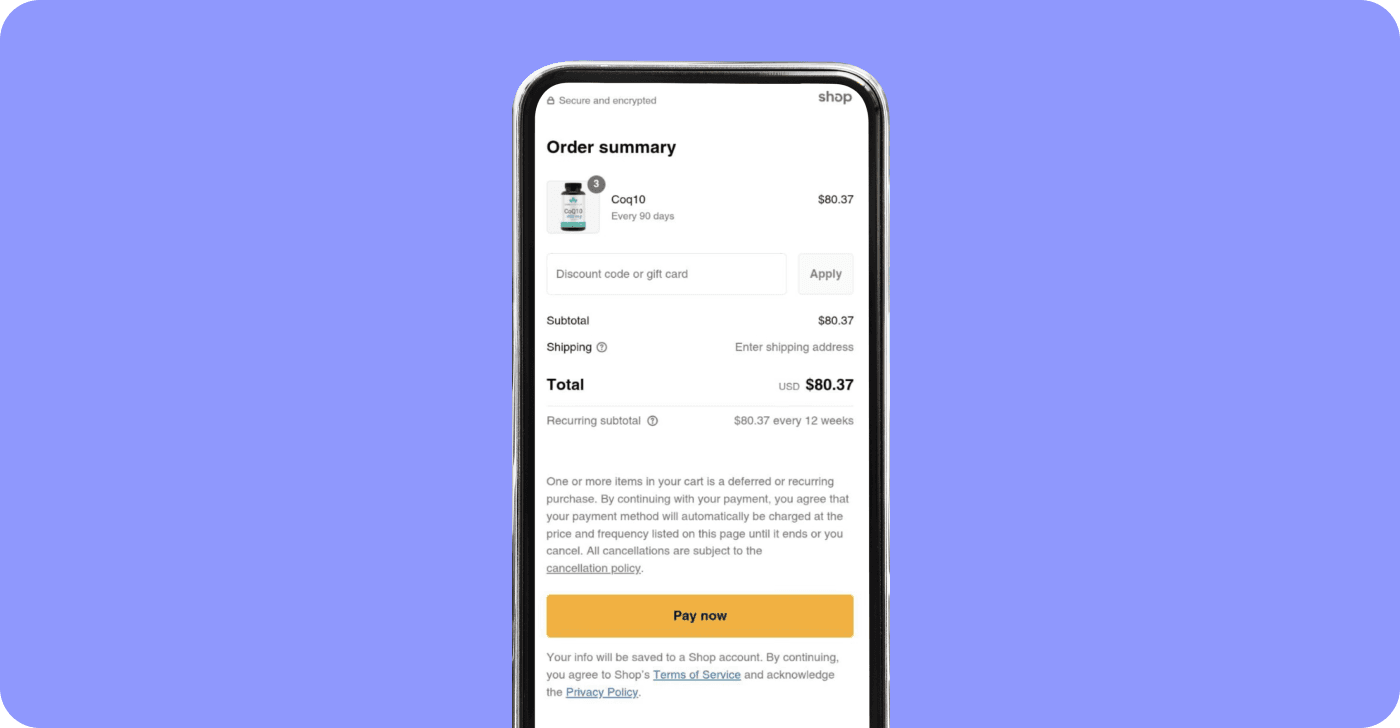 Order summary Luma Nutrition