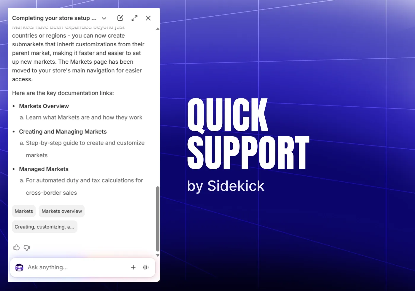 Quick support by Sidekick