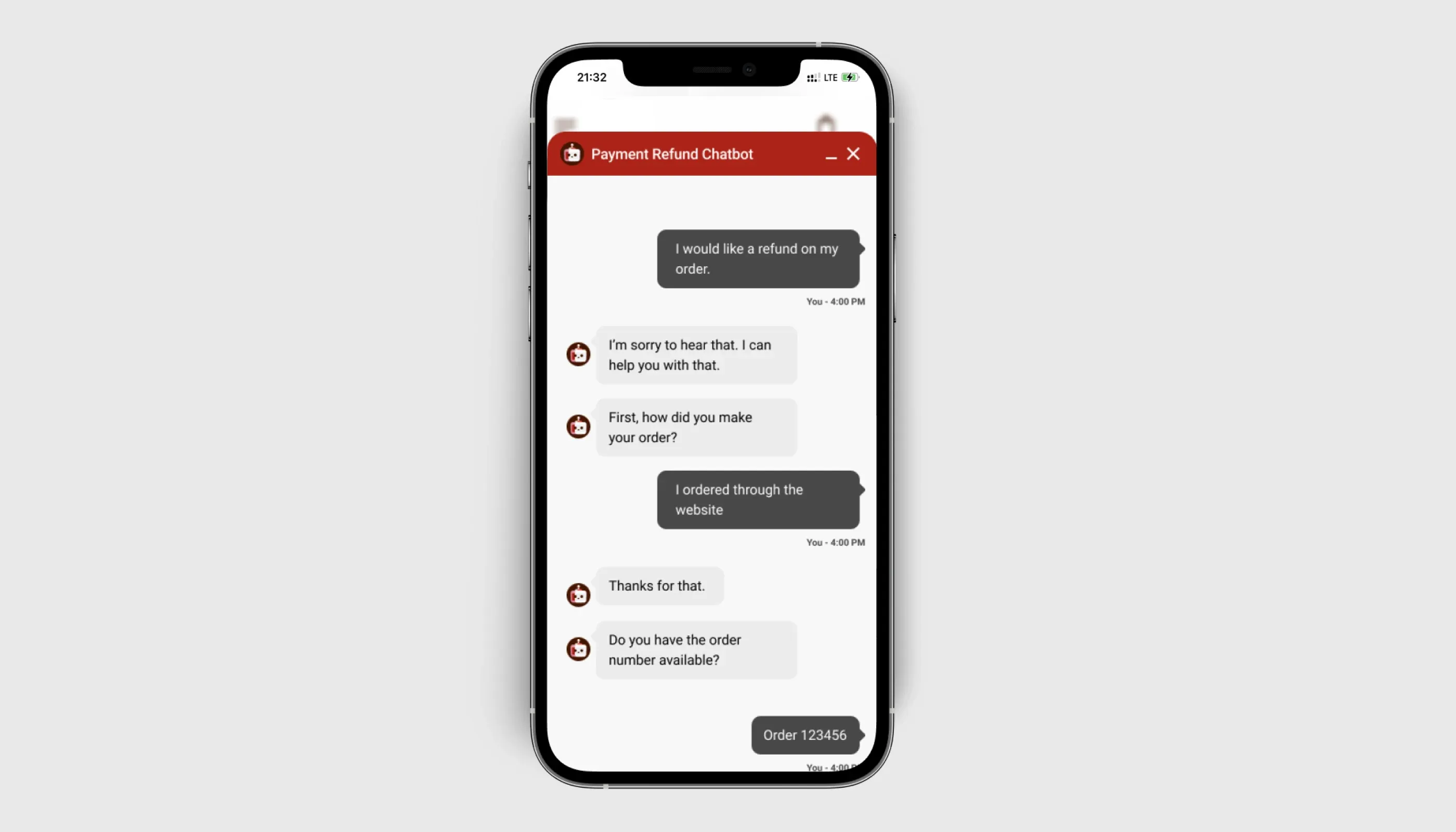 Returns and exchange AI chatbot example