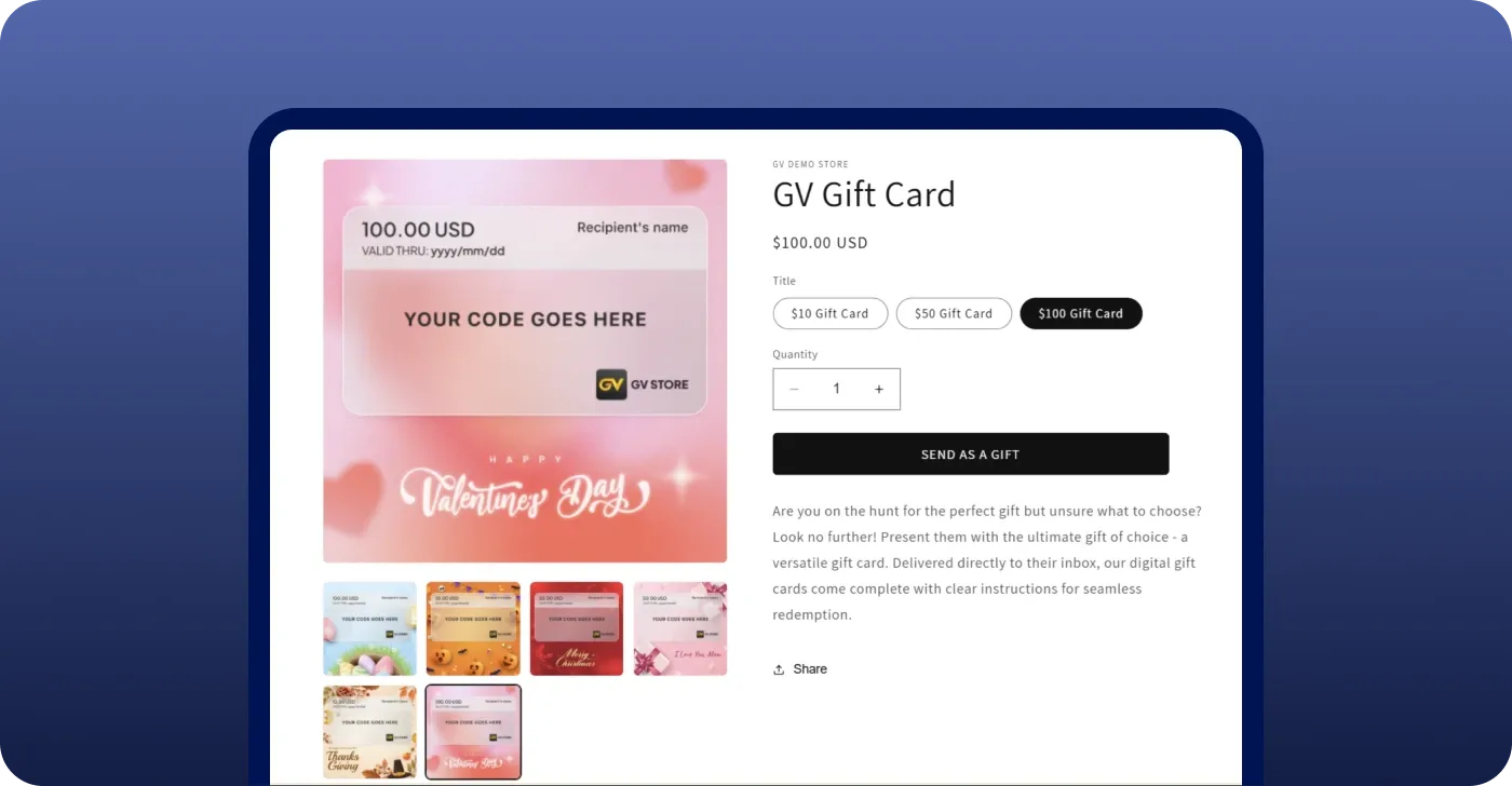 Set up your gift cards