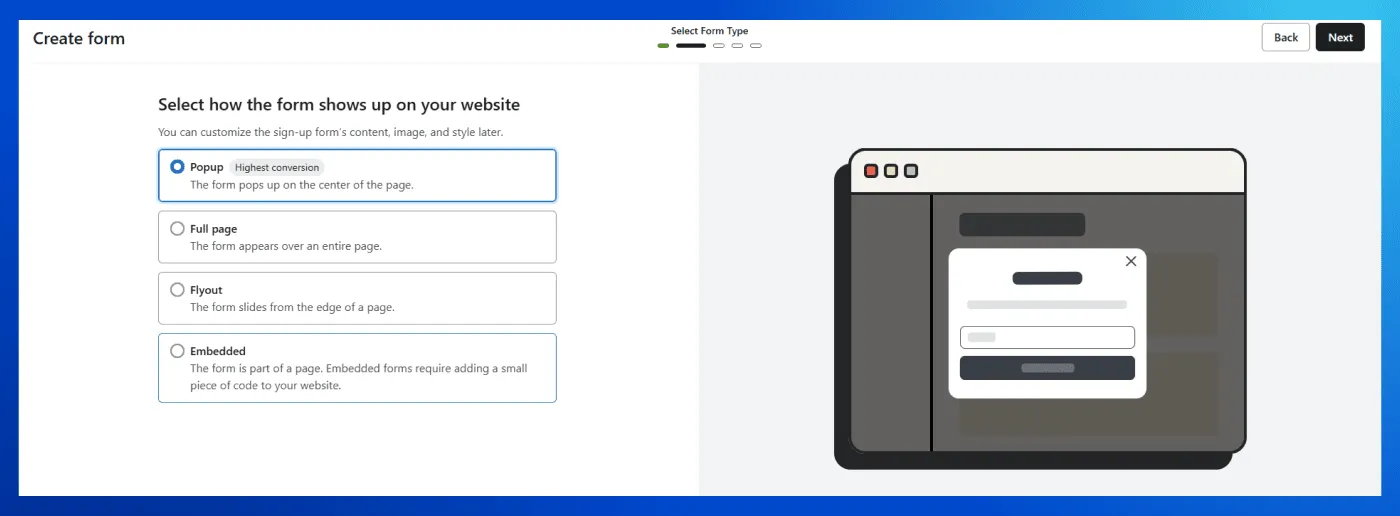 Signup form appearance on Klaviyo