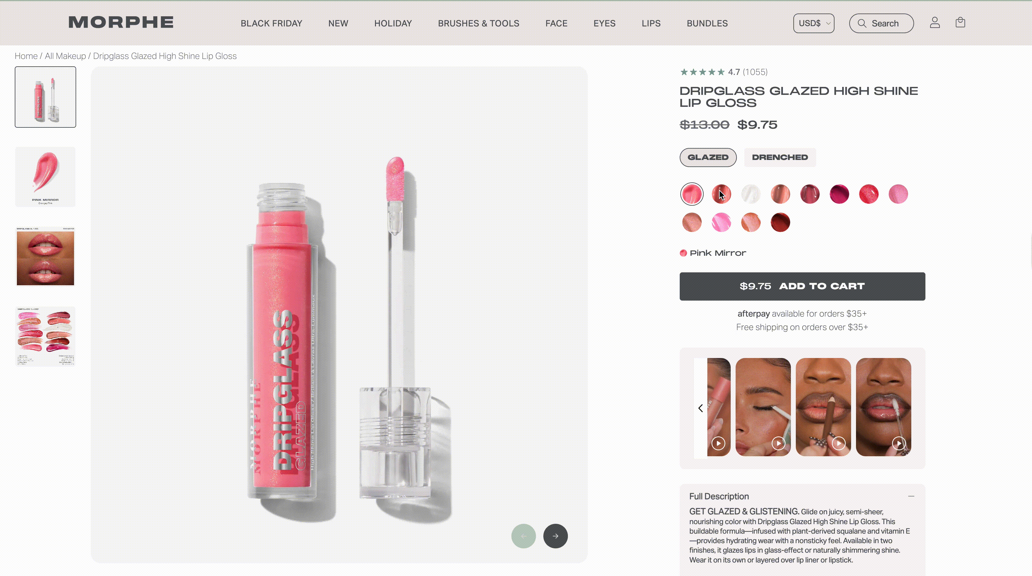 Videos showcasing Morphe's lip gloss on PDP Videos showcasing Morphe's lip gloss on PDP