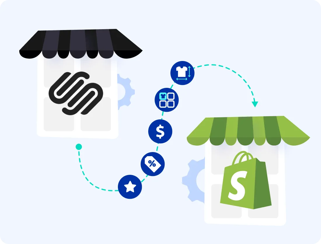What data can you transfer from Squarespace to Shopify