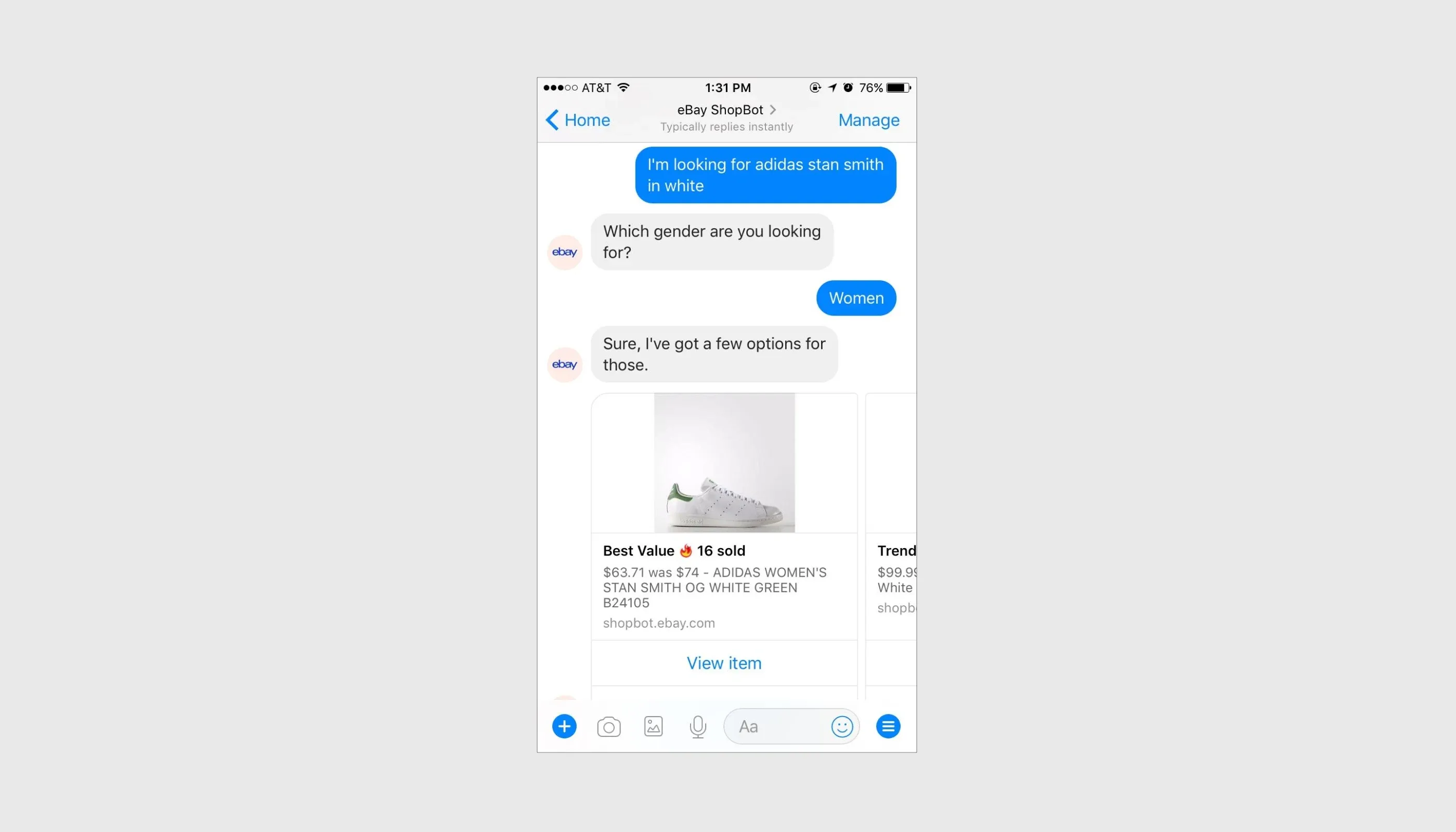 eBay AI chatbot example